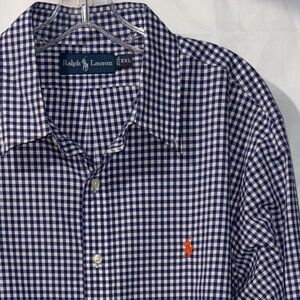 Polo Ralph Lauren Mens Blake Oversized Shirt XXL Gingham Check Blue Button Down